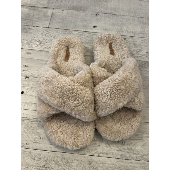 NEW OLUKAI Hila Heu Shearling Slides Slippers Size 8M - Picture 1 of 7